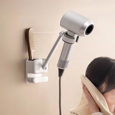 레디박스 무타공 부착형 드라이기 수납 거치대, 화이트, 1개
