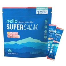 Nello Supercalm 넬로 슈퍼캄 파우더 드링크 믹스 라즈베리 레모네이드 스트로베리 크림, 1박스, 26개입, 4.45g