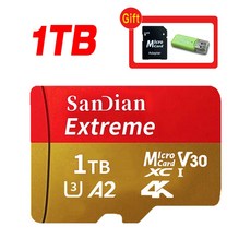 마이크로 TF SD 카드 28GB 256GB 메모리 CLASS 0 U3 5 2GB TB 고속 미니 전화 카메라 자동차 DV SLR, 12)SANDIAN 1TB, 1개