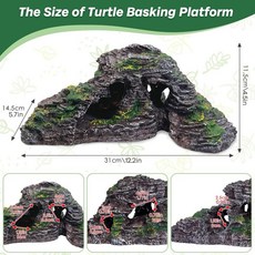 一心 水族 烏龜曬台 巴西烏龜曬背台 浮台 浮島 寵物爬坡 躲避屋 魚缸造景, 1個, 紅黑大爬台