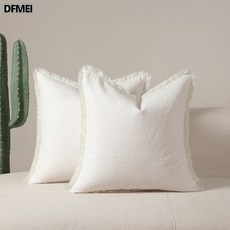 DFMEI 新款輕奢現代波西米亞風格抱枕套流蘇抱枕靠墊靠枕民宿沙發靠墊套, 白色加厚