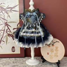 寵物晚禮服裙衣，深海季羽毛限定系列，適合約克夏、小鹿犬、貓咪、捲毛貓, 1個, 藍鯨,XXS碼（一斤左右）