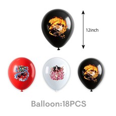 鬼滅之刃 新款鬼滅之刃主題兒童生日派對餐具一次性紙盤紙杯紙巾裝飾套裝, 氣球混裝18個, 1個