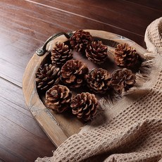 節慶裝飾區 仿真松葉、冬青果、小紅果、松果、草莓桶，適用於情人節、聖誕裝飾, 1個, 原色松果【5入】 4-5cm