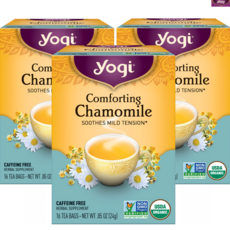 요기티 편안한 캐모마일 티백 무카페인 USDA 유기농 인증, 1.5g, 3개, 16개입
