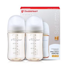 더블하트 모유실감 3세대 PPSU 모먼트 젖병 트윈팩(젖꼭지미포함), 오후의베이지, 240ml, 1세트