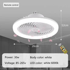 모던 디자인 E27 심플 실용 실내 다기능 서스펜션 스마트 팬 조명 30w 리모컨 2 in 1 LED, 01 6000k Remote