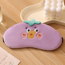 可愛眼罩 睡眠遮光 夏季男女冰敷熱敷緩解眼疲勞不壓護眼專用, 1個, 茄子,18.5*10.5cm