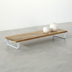 아카시아 원목 나무 받침대, 1단, 화이트