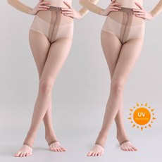 여성 자외선 차단 여름 20 데니아 골프 레깅스 골프 스타킹 2P, 코코아색, 2개