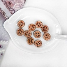 (NEW)10mm 스티치 컬러 나무단추, 카멜