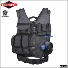 【野戰搖滾-生存遊戲】TRU-SPEC 特警網狀戰術背心 黑色 附手槍槍套、S腰帶 SWAT背心特警背心網狀背心