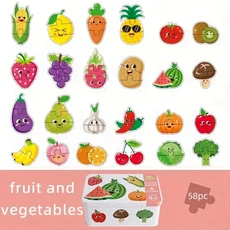 어린이를 위한 나무 인지 매칭 퍼즐 – 재사용 가능한 틴 박스에 담긴 바다 공룡 및 동물 테마 조기 학습 교, 02 fruit