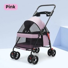 애완동물 카트 강아지 고양이 유모차 소형 가볍고 접이식으로 야외 여행에, Pink 1