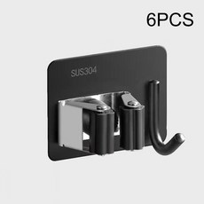 1PC 3PCS 6PCS 끈적 욕실 끈적한 벽걸이 천공없는 걸레 9PCS 클립 빗자루 보관 장치 걸이, Bla 6pcs