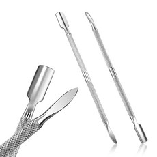 2개의 큐티클 푸셔 커터 및 리무버 용 더블 엔드 스테인리스 듀얼 헤드 공구 네일 케어 폴리쉬 트리머 내구성 있는 매니큐어 페디큐어 공구(실버), Spoon Nail Cleaner, 2개