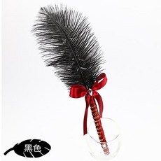 FlowerSP 典雅實用羽毛簽名筆, 1個, 黑色