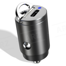 ARZ 車用充電器 45W PD快充頭, Type C＋Type C, DC-CL2521C, 黑色