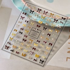 키라데이 미니 진주 리본 네일스티커, 1개, 샴페인골드