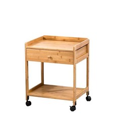 스탠드 트롤리 조립 원목 원목트롤리 웨건 수납 3단 선반 바퀴 서빙, E. 35cm 원색 이중, A. 집에서 설치