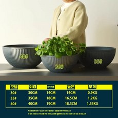 대형 수반 화분 석회석 35cm 조경 수경 옹기 바닥무공 연못 플라스틱옥돌색소형 어항 도자기, 35x16.5 다크그레이 세로무늬 중형 바닥