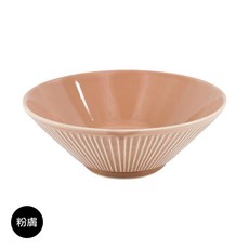 復古家Vintage 日本製美濃燒露花直紋深缽拉麵碗，日式復古深碗，特價優惠中, 粉膚, 1個