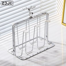 Z3JC 輕奢麋鹿水杯架鐵藝電鍍倒掛瀝水架子家用廚房水杯水具套裝收納架, 1個, 銀色麋鹿架:如圖