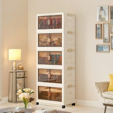 정리의마법사 대용량 리빙박스 가정용 다용도 이동식 폴딩 수납 정리함, 투명