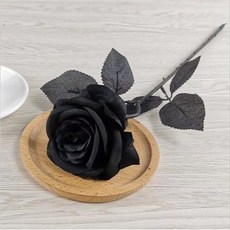 검은색 블랙 꽃 인조 조화 크라운 제품 홈파티 장미 1송이 촬영소품 웨딩 로즈, 1. 검은 장미 꽃다발 1개 [시뮬]