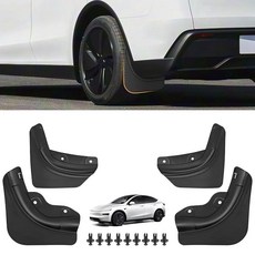 아마존평점4.5+ 미국출고 132367 AMSPRAC 테슬라 모델 Y 주니퍼 2025와 호환되는 자동차 머드 플랩 전천후 스플래시 가드 새로운 주니퍼용 외부 액세서리 드릴