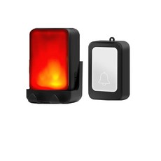 免插電無線遙控聲光門鈴遠距離強閃光聾啞人老人服務呼叫器可靜音, A0101黑色一拖一(送掛繩):如圖