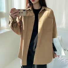 teedaily 男女通用寬鬆版型切線桃皮絨襯衫純色大尺碼男款休閒