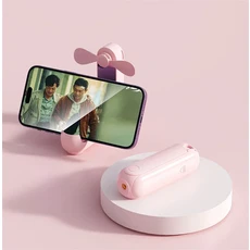 미니 포켓 휴대용 팬 LED 손전등 메이크업 거울 충전기 보조베터리 아이폰 16 Xiaomi, 01 Pink