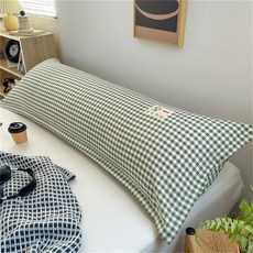 格子長枕套 48*120cm 48*150cm 48*180cm 情侶雙人枕頭套 信封式枕套, 小格-綠,48cmX120cm*1個