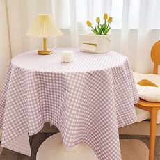 홈카페 패브릭 식탁보 감성 체크 테이블보 캠핑 주방 커버, 퍼플, 6인 140x180, 1개
