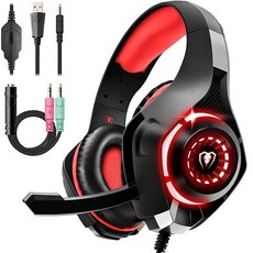 Tatybo Ps4 Ps5 XBOX 엑스박스 One 스위치 PC용 게이밍 헤드셋 노이즈 캔슬링 마이크 딥 베이스 스테레오 사운드 블랙 레드 238395