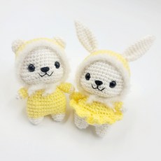 코바늘 DIY인형 패키지(풀영상 패키지)초보자도 만들수 있는 키링, 1개, 노랑, 곰돌이