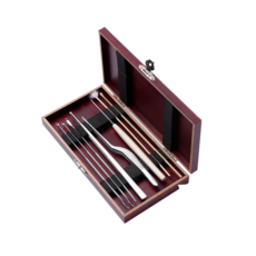 天使網購 挖耳8件套 高檔木盒裝 不鏽鋼耳勺 采耳 挖耳棒 掏耳棒 耳勺, 1個, 高級木盒挖耳8件套, 8個裝