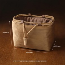 파우치 수납 망원 패딩 드로스트링 주머니형 보호용 대형, 1개, 골든옐로우 벨벳 브라운옐로우