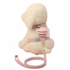 귀여운 꿀벌 애견목줄세트 소형중형견 산책 강아지 목줄 + 리드줄 세트, 핑크, 1.2m, 1개