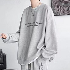 ns潮牌圓領衛衣套裝男，秋冬寬鬆大碼青年休閒運動服兩件套