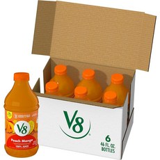 V8 Blends 100% 주스 석류 블루베리 주스 과일 및 채소 블렌드 121.4ml(46온스) 병 328939, 46 Fl Oz (Pack of 6), 피치 망고