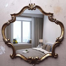 북유럽 화장대 거울 욕실거울 벽거울 세면대거울 영국 스타일 현관 입구 장식 거울, 07.빈티지 골드 72x72cm.