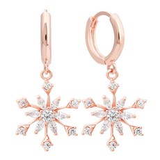 Raulstone 女款 14K 雪花冬季風情雪之女王方晶鋯石耳環 Winterflo JT205