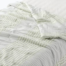무인양품 면 사커 직조 얇은 이불/싱글 140×190cm 그린 스트라이프 76195856