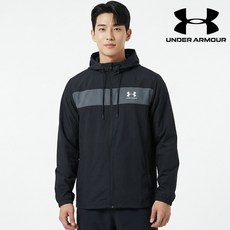 언더아머 남녀공용 UA 스포츠스타일 윈드브레이커 발수 기능과 메쉬 안감 통기성 신축 바람막이 방풍 우븐 자켓 커플 자켓 1361621-005