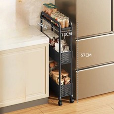 MRS초슬림 이동식 틈새 수납장 선반 주방 세탁기옆 트롤리 슬림수납장 미니수납장 쇼파틈새수납장, 검은색, 1개