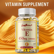 비타민 E 1000 IU 450 mg - 노화 방지 모발 피부 손톱 눈 및 얼굴 건강, 1개, 60정
