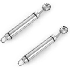 딸기 실용적인 주방 도구 과일 채소 코어를 위한 2Pcs 실버 스테인리스 스틸 딸기 헐러 다기능 코어 피터 리무버