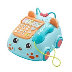 音樂電話車兒童玩具，早教故事機，寶寶音樂電話玩具車, 藍, 1個